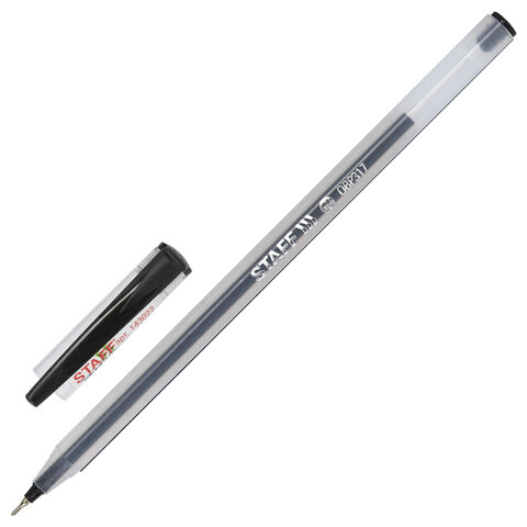 Ручка шариковая масляная STAFF "OBP-317", ЧЕРНАЯ, корпус матовый, игольчатый узел 0,6 мм, линия письма 0,3 мм