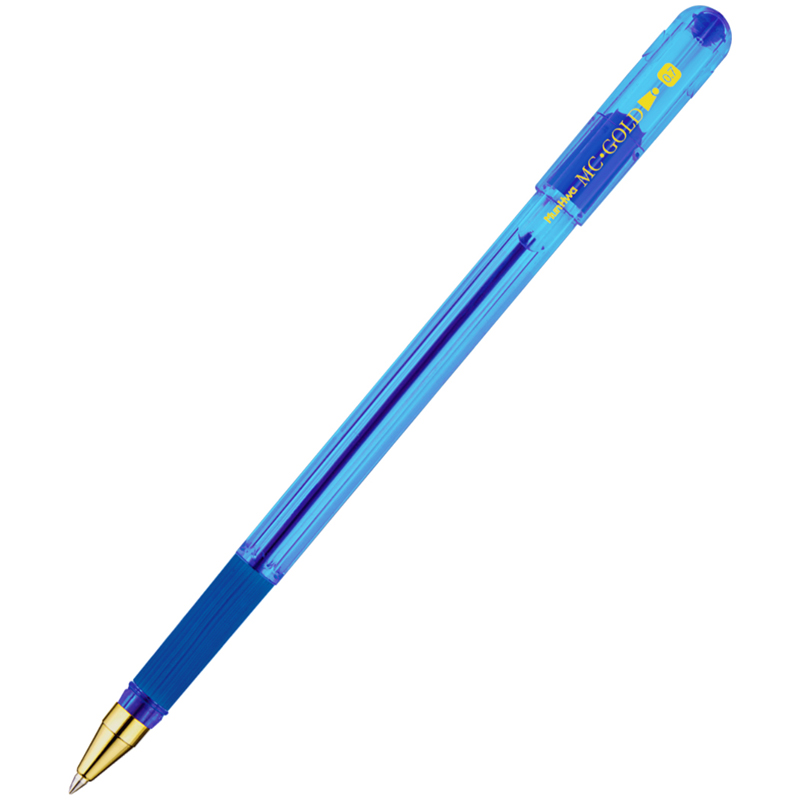 Ручка шариковая MunHwa "MC Gold" синяя, 0,7мм, грип, штрих-код BMC07-02