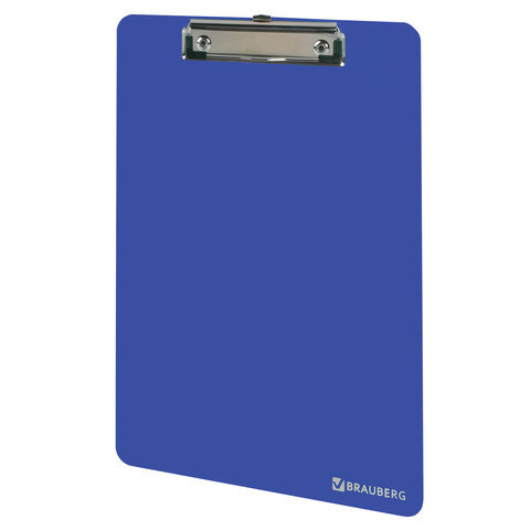 Доска-планшет BRAUBERG "SOLID" сверхпрочная с прижимом А4 (315х225 мм), пластик, 2 мм, СИНЯЯ