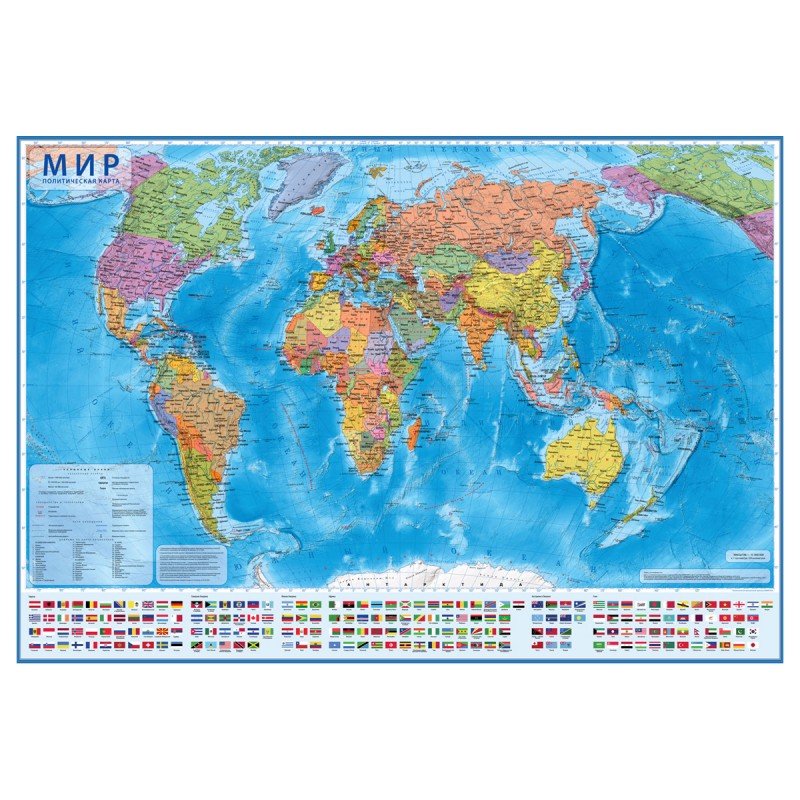 Карта Мир политическая Globen, 1:32млн., 1010*700мм, интерактивная, европодвес