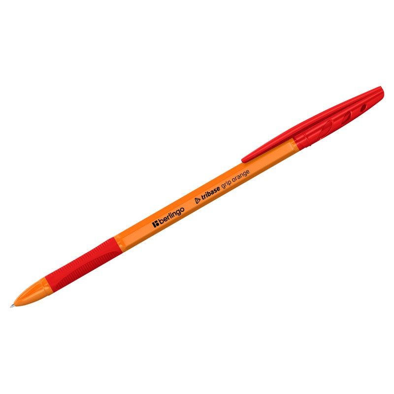Ручка шариковая Berlingo Tribase grip orange красная, 0,7мм, грип CBp_70963