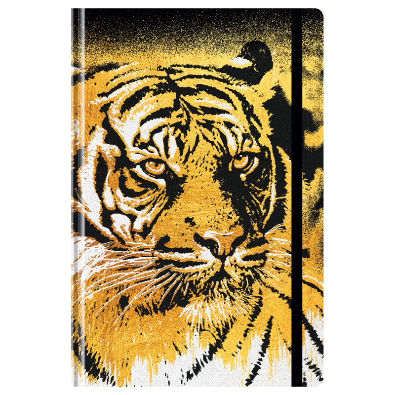 Ежедневник недатированный А5, 128л., 7БЦ, BG "Golden tiger", матовая ламинация, на резинке Ен5_7БЦ128_лм_р 12385
