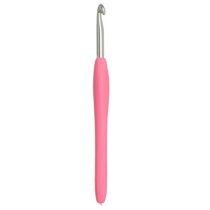 Крючок № 3 для вязания металлический, с силиконовой ручкой, d=5,5мм, 14см