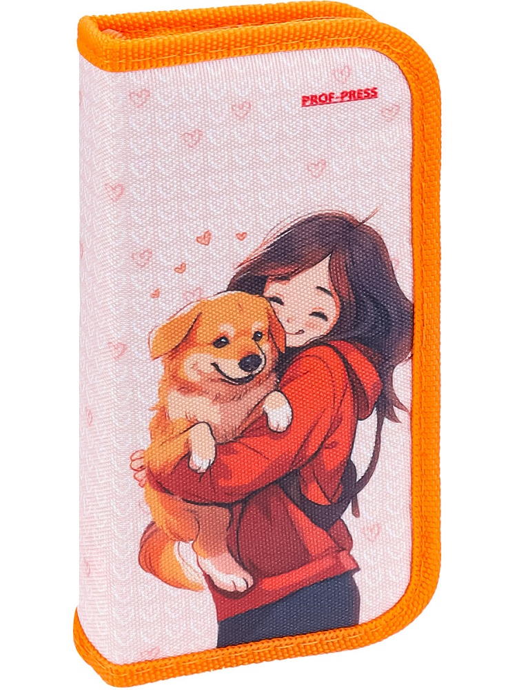Пенал 1-секц, средний ДЕВОЧКА С ЩЕНОЧКОМ (ПН-7372) (190х90) (печать на ткани)