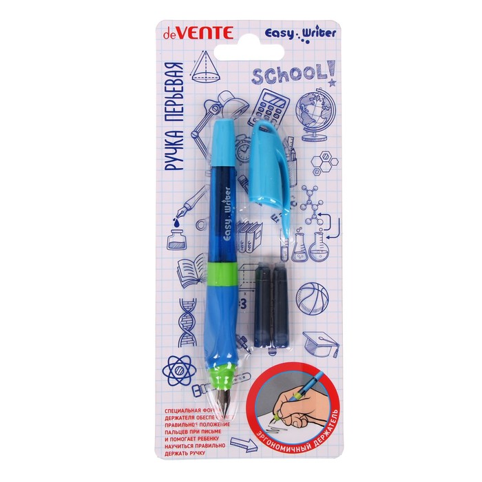 Ручка перьевая deVENTE "Easy Writer", размер пера M (0.8мм), с 2-мя баллончиками, чернила синие