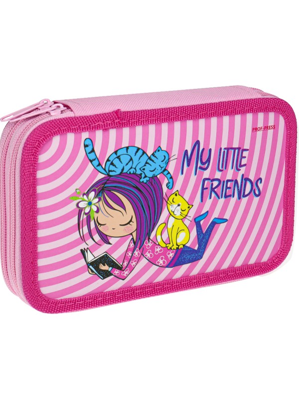 Пенал 2-секц, большой ДЕВЧОНКА И КОТИКИ 190х115, софт-тач