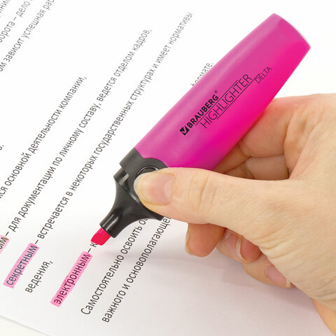 Текстовыделитель BRAUBERG DELTA, РОЗОВЫЙ, линия 1-5 мм, 151721