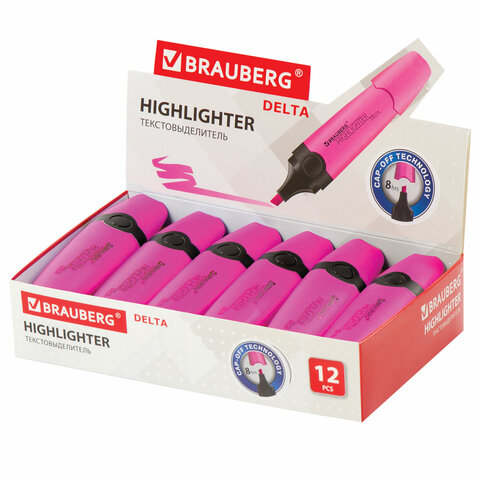 Текстовыделитель BRAUBERG DELTA, РОЗОВЫЙ, линия 1-5 мм, 151721