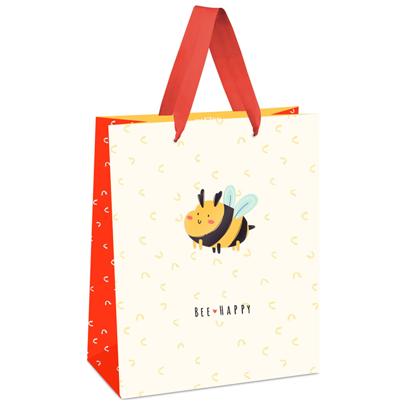 Пакет подарочный 18*23*10см MESHU "Bee for you", выборочный лак, матовая ламинация MS_45740