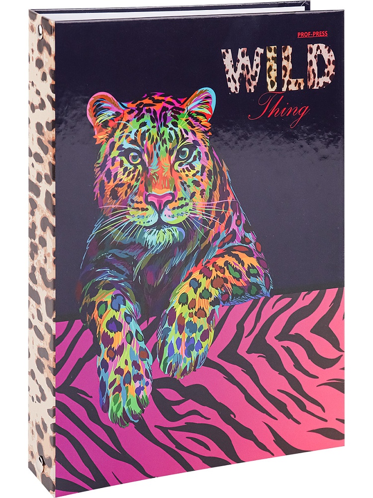 Тетрадь КЛЕТКА 80л. НЕОНОВЫЙ ЛЕОПАРД (80-2292) (на кольцах)