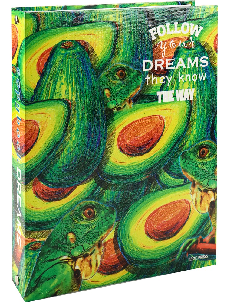 Тетрадь КЛЕТКА 80л. ХАМЕЛЕОНЫ И АВОКАДО (80-2946), на кольцах, глянцевая ламинац, лен