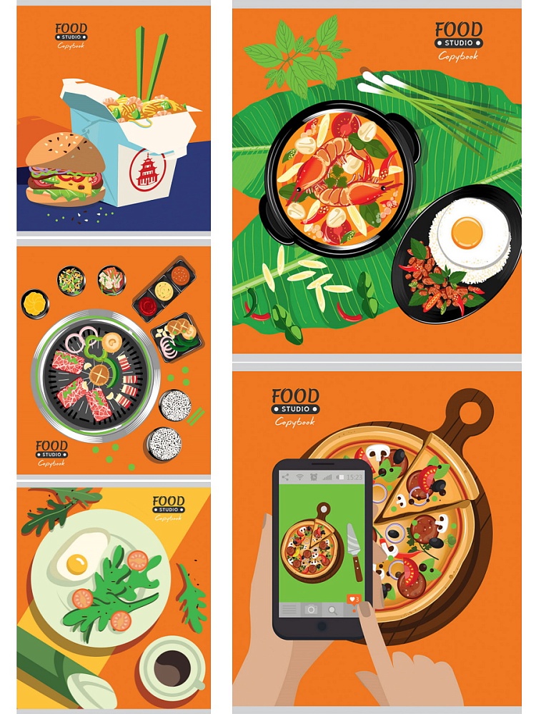 Тетрадь КЛЕТКА 48л. ПРАЗДНИК ГУРМАНА (48-9620) цв мел обл, 5 диз в спайке, 6+0