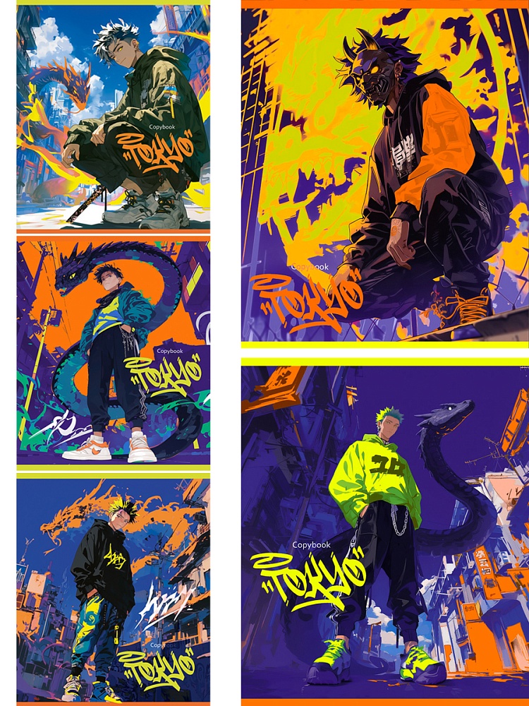 Тетрадь КЛЕТКА 96л. СТИЛЬНЫЕ ПАРНИ (96-9990) (цвет.мел.обл.),5 диз