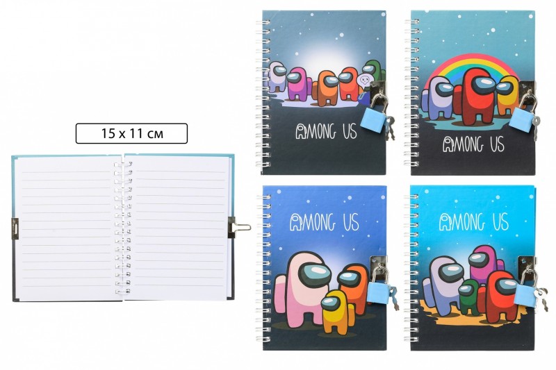 Блокнот детский+замочек: "АСТРОНАВТЫ"; яркая, цветная обложка 7-БЦ, рисунок-астронавты, блок-линейка /ассорти/, 48 листов, 15*11 см.