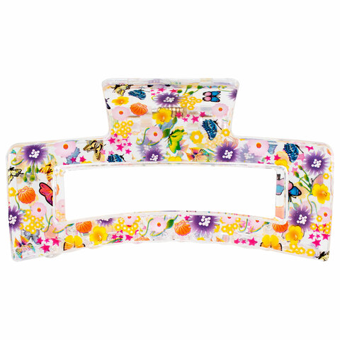 Краб для волос 8,5 см, прозрачный с рисунком, АССОРТИ, MONTE VITA