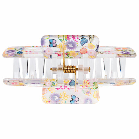 Краб для волос 8,5 см, прозрачный с рисунком, АССОРТИ, MONTE VITA