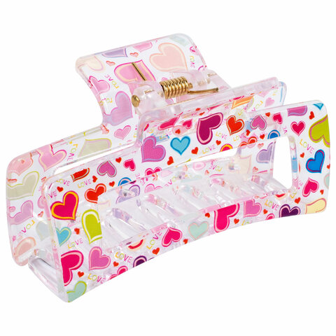 Краб для волос 8,5 см, прозрачный с рисунком, АССОРТИ, MONTE VITA