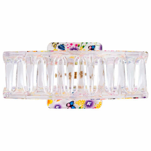 Краб для волос 8,5 см, прозрачный с рисунком, АССОРТИ, MONTE VITA