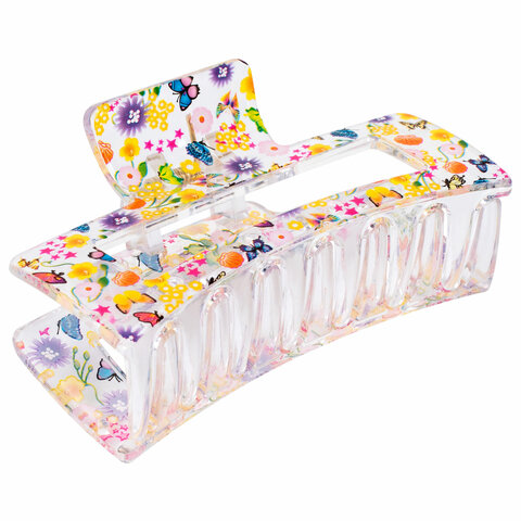 Краб для волос 8,5 см, прозрачный с рисунком, АССОРТИ, MONTE VITA