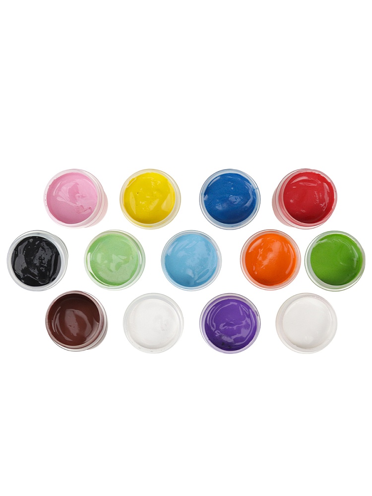 Гуашь 12 цветов по 20мл + белила титановые 20мл (КГ-3201) в пласт. ланч-боксе