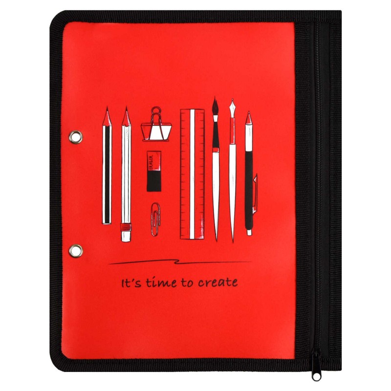 Папка для канцелярских принадлежностей арт.46711 КАНЦЕЛЯРИЯ НА КРАСНОМ (А5, 25.5х20.5, одно отделение, пластик, молния, УФ печать, )