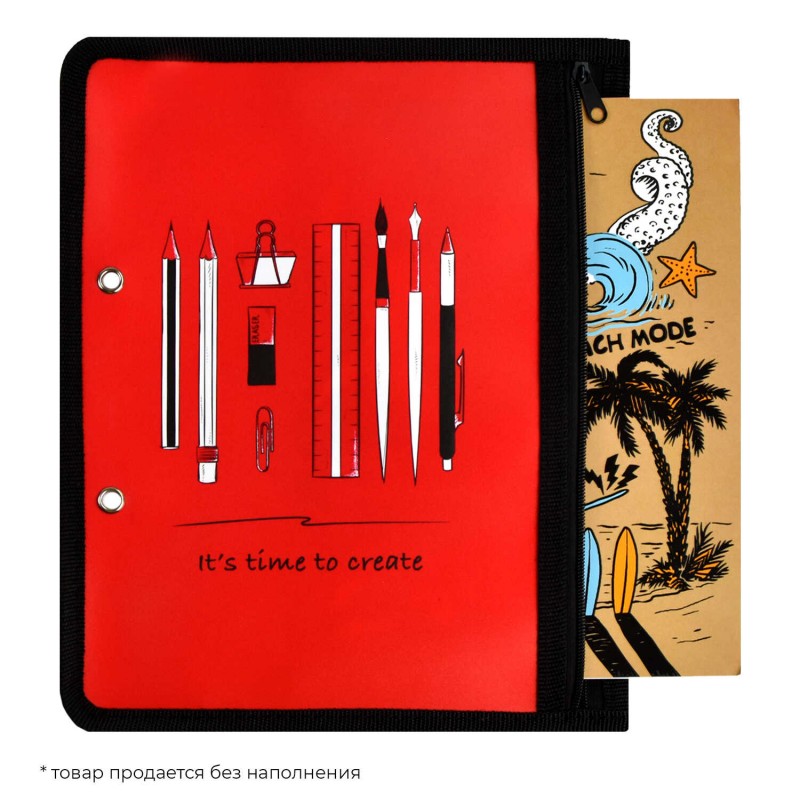 Папка для канцелярских принадлежностей арт.46711 КАНЦЕЛЯРИЯ НА КРАСНОМ (А5, 25.5х20.5, одно отделение, пластик, молния, УФ печать, )