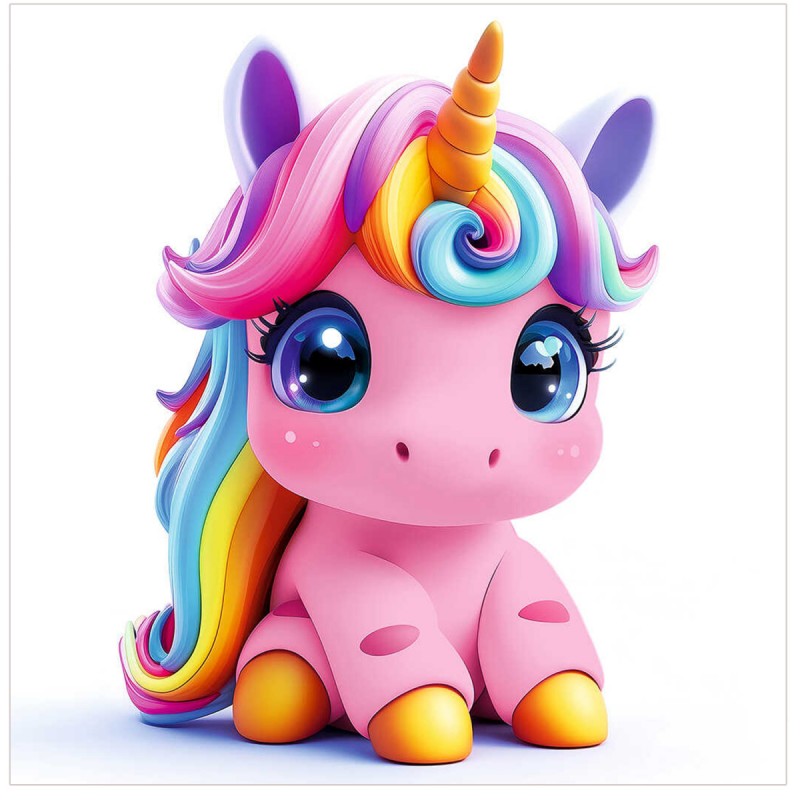 Алмазная мозаика (набор для творчества) арт. 70831 / 60 РОЗОВЫЙ ЕДИНОРОГ, размер: 20x20 см, (20 цветов страз, холст на подрамнике с напечатанной карт