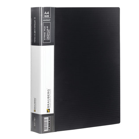 Папка на 2 кольцах BRAUBERG "Contract", 35 мм, черная, до 270 листов, 0,9 мм