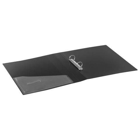 Папка на 2 кольцах BRAUBERG "Contract", 35 мм, черная, до 270 листов, 0,9 мм