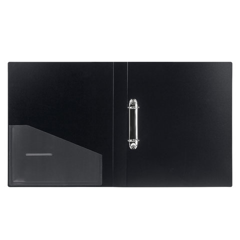 Папка на 2 кольцах BRAUBERG "Contract", 35 мм, черная, до 270 листов, 0,9 мм