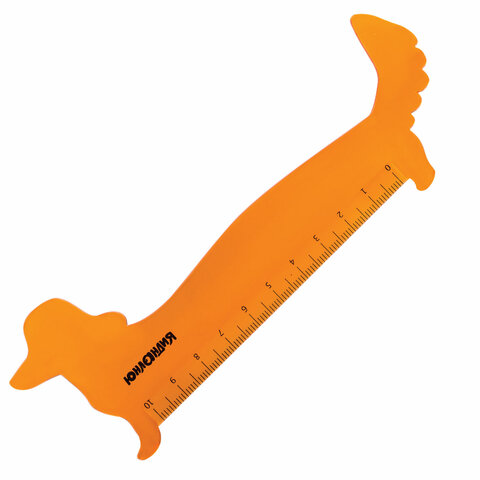 Линейка пластик 10 см ЮНЛАНДИЯ "ТАКСА", фигурная, тонированная прозрачная, европодвес