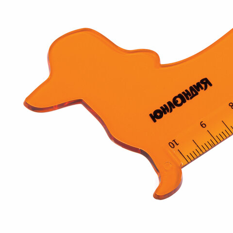 Линейка пластик 10 см ЮНЛАНДИЯ "ТАКСА", фигурная, тонированная прозрачная, европодвес