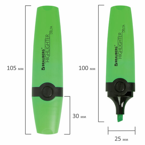 Текстовыделитель BRAUBERG "DELTA", ЗЕЛЕНЫЙ, линия 1-5 мм