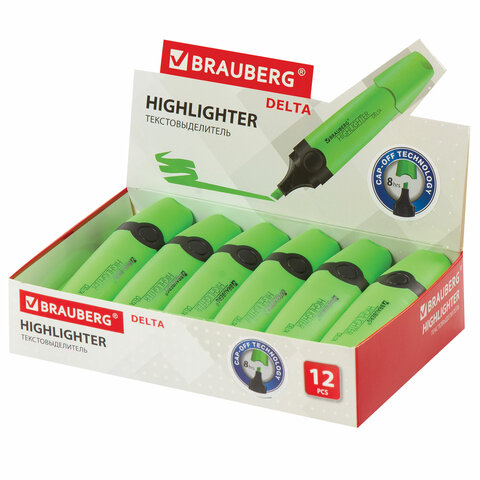 Текстовыделитель BRAUBERG "DELTA", ЗЕЛЕНЫЙ, линия 1-5 мм