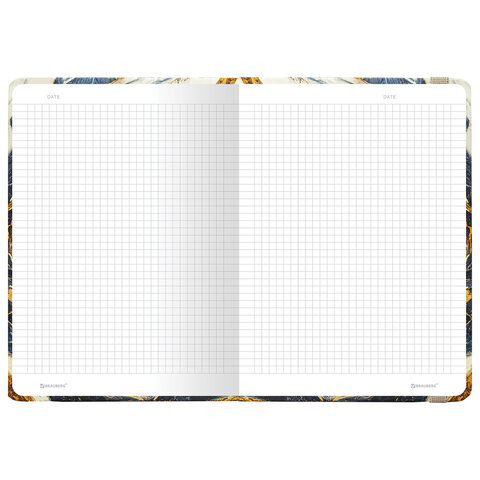 Блокнот с резинкой в клетку 96 л., А5 145х203 мм, твердая обложка с фольгой, BRAUBERG, "Marble", 115536