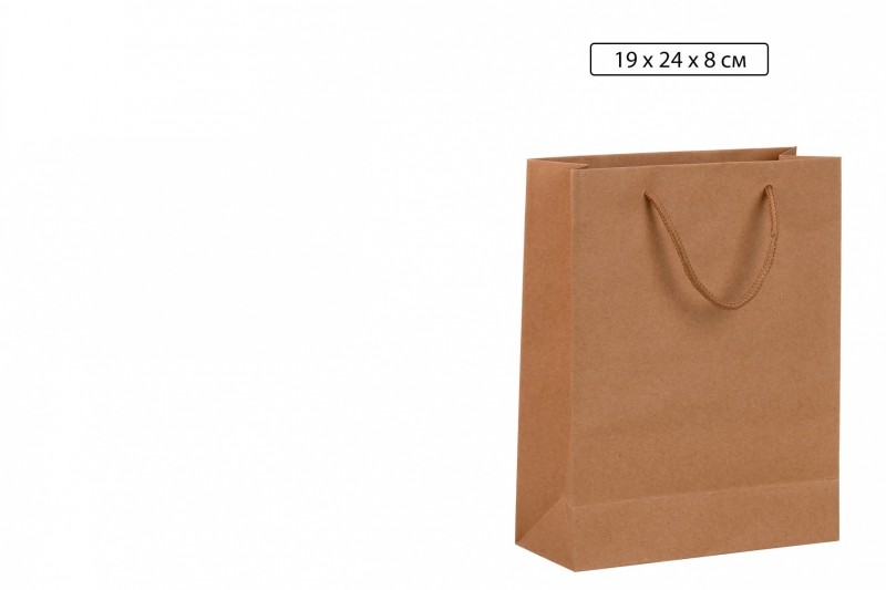 Подарочный крафт пакет,без рисунка,размер 24*19*8см. МС-4110
