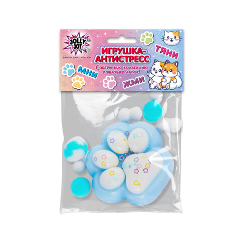 Игрушка-антистресс "ДВУХЦВЕТНАЯ КОШАЧЬЯ ЛАПКА С ПОМПОНАМИ", 7х6 см, ассорти 4 вида, дисплей, JOLLY JOT (ДЖОЛЛИ ДЖОТ)