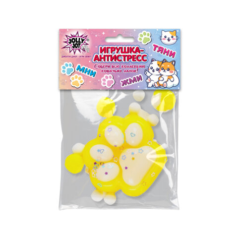Игрушка-антистресс "ДВУХЦВЕТНАЯ КОШАЧЬЯ ЛАПКА С ПОМПОНАМИ", 7х6 см, ассорти 4 вида, дисплей, JOLLY JOT (ДЖОЛЛИ ДЖОТ)