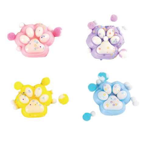 Игрушка-антистресс "ДВУХЦВЕТНАЯ КОШАЧЬЯ ЛАПКА С ПОМПОНАМИ", 7х6 см, ассорти 4 вида, дисплей, JOLLY JOT (ДЖОЛЛИ ДЖОТ)