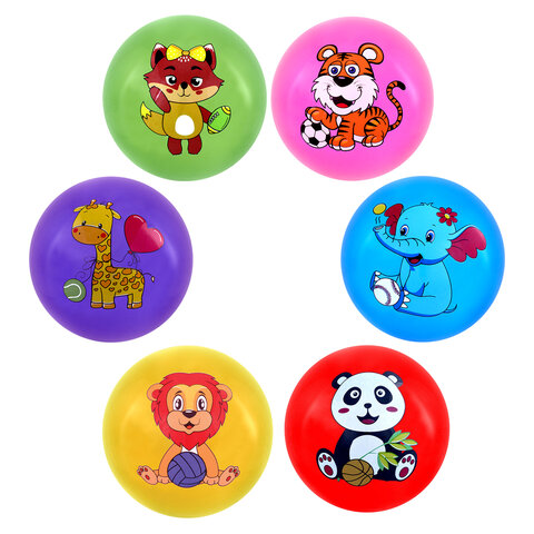 Мяч детский надувной "Зверята", 25 см, ПВХ, ассорти, 6 цветов, JOLLY JOT (ДЖОЛЛИ ДЖОТ)