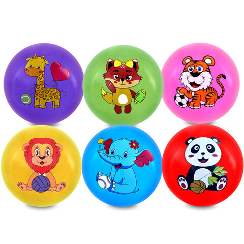 Мяч детский надувной "Зверята", 25 см, ПВХ, ассорти, 6 цветов, JOLLY JOT (ДЖОЛЛИ ДЖОТ)