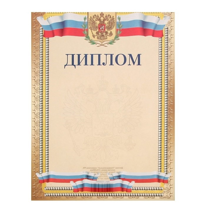 Диплом Универсальный, символика РФ, золотая рамка