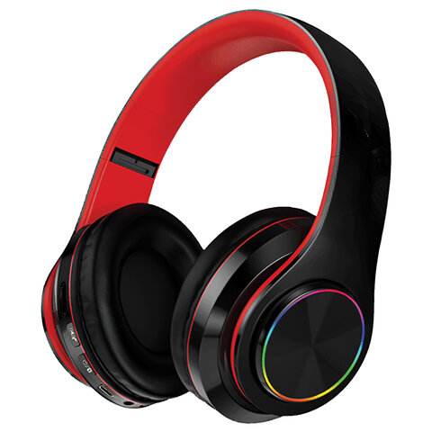 Наушники беспроводные большие светящиеся накладные, красные DASWERK (ДАСВЕРК) B-39