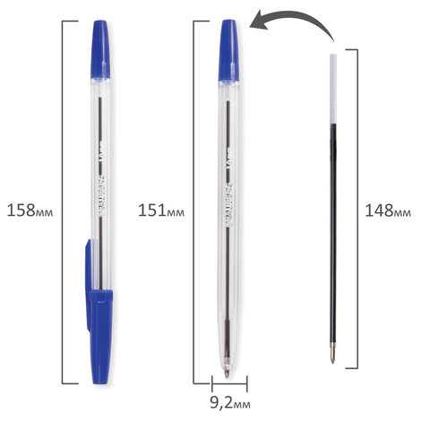 Ручка шариковая BRAUBERG "Line", корпус прозрачный, узел 1 мм, линия письма 0,5 мм, синяя
