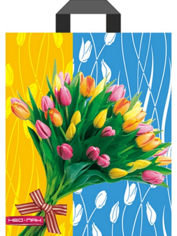 Пакет полиэтиленовый с петлевой ручкой Солнечные тюльпаны 28х34