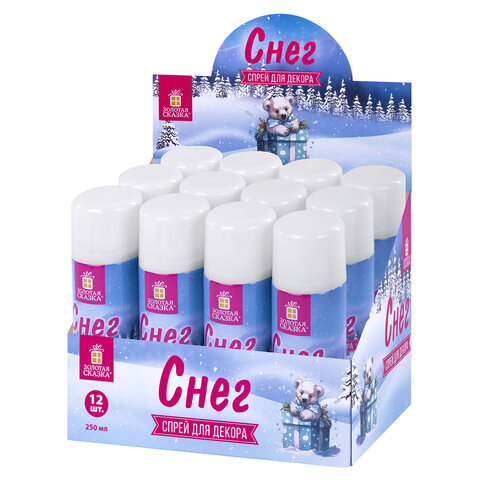 Снег для декорирования в спрее БЕЛЫЙ СНЕГ, 250 мл, 85 г, ЗОЛОТАЯ СКАЗКА