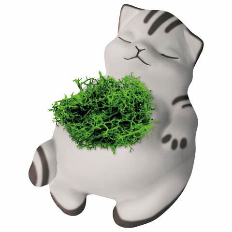 КАШПО ИЗ ГИПСА СО МХОМ, с красками и кистью для росписи, ассорти, BRAUBERG KIDS