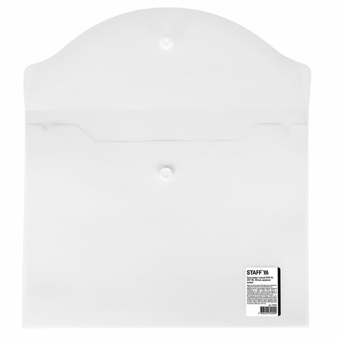 Папка-конверт с кнопкой МАЛОГО ФОРМАТА (240х190 мм), А5, матовая, прозрачная, 0,15 мм, STAFF