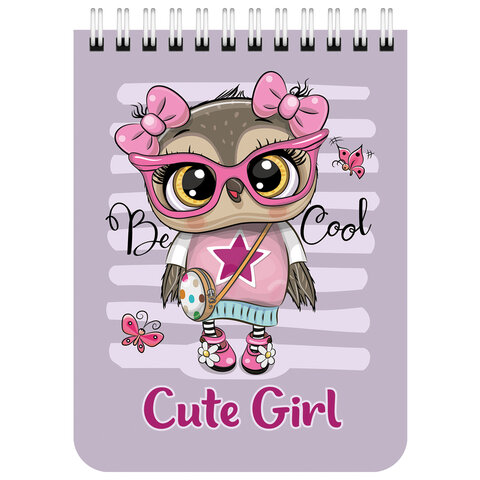 Блокнот МАЛЫЙ ФОРМАТ А6 108х145 мм, 40 л., гребень, картон, клетка, BRAUBERG KIDS, "Зверята"