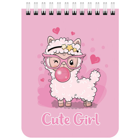 Блокнот МАЛЫЙ ФОРМАТ А6 108х145 мм, 40 л., гребень, картон, клетка, BRAUBERG KIDS, "Зверята"